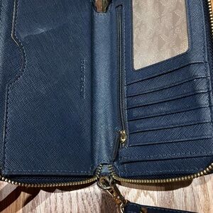Michael Kors Dark Blue Wallet with Gold Accents